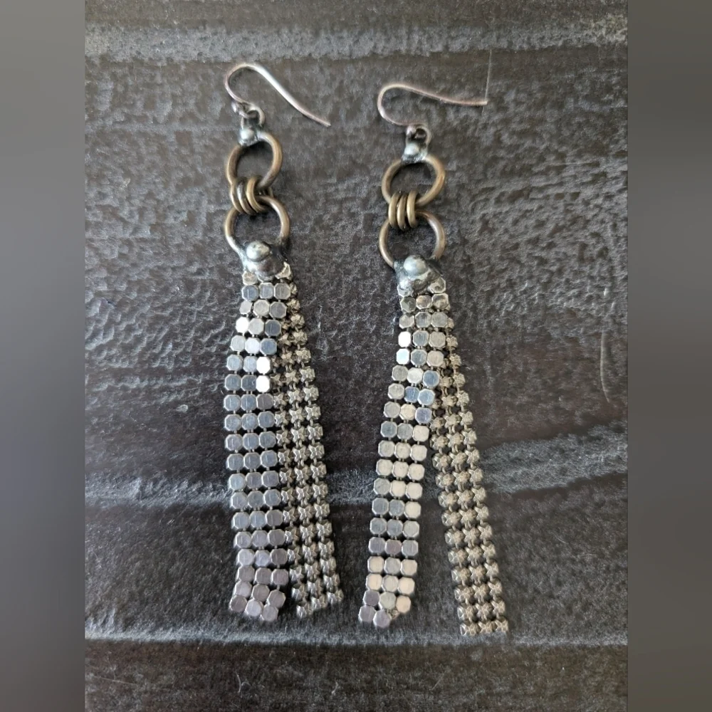 Mikal Winn Mixed Metal Silver Mesh Earrings